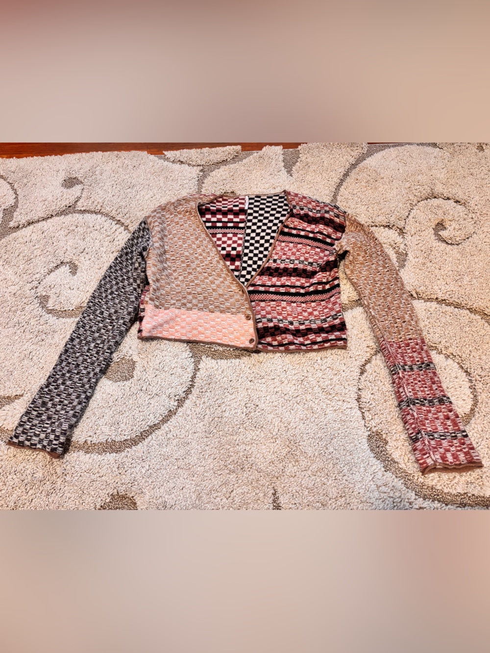 Free People Patchwork Cropped Cardigan